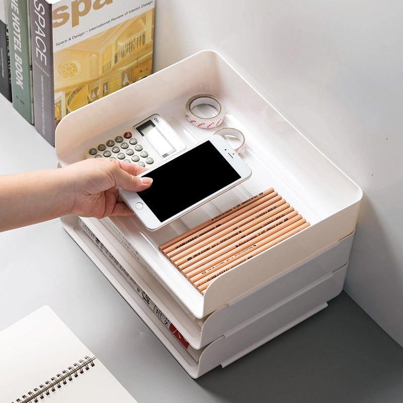 3 pce Office Stackable Paper Filing Rack – Little Home Hacks